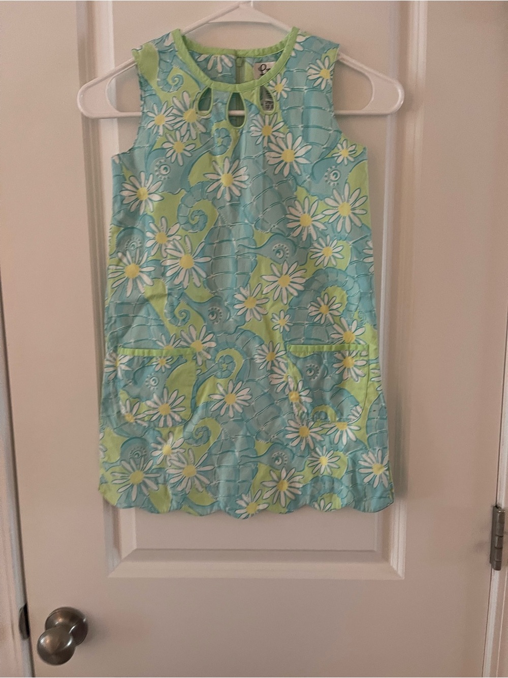 Lilly Pulitzer Aqua, Lime & Yellow Daisy Print Dress